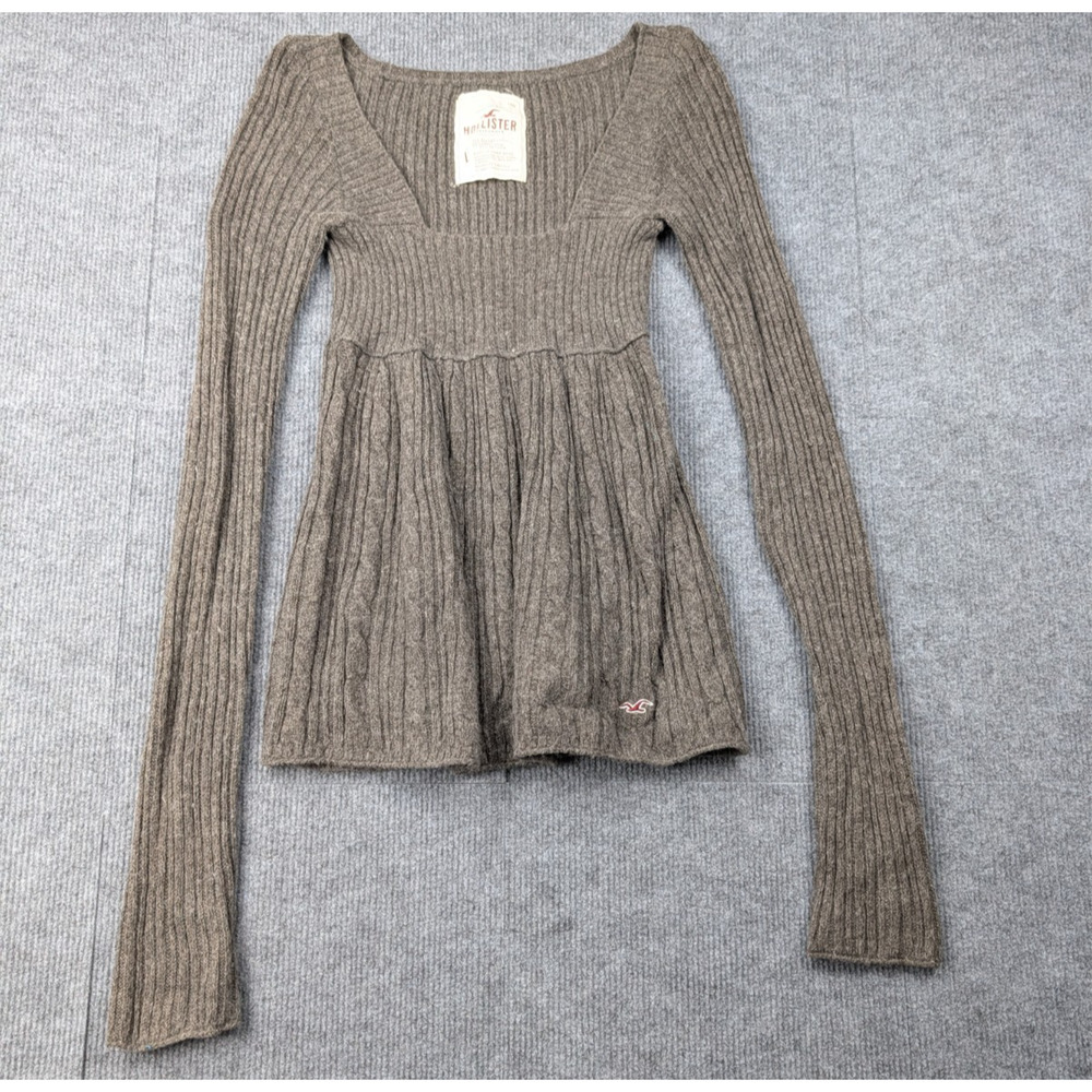 Vintage Y2K Hollister Babydoll Sweater Womens Large Cable Knit Bella Swan Rabbit